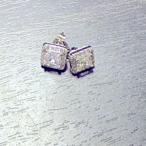 NEW CZ Princess cut earrings